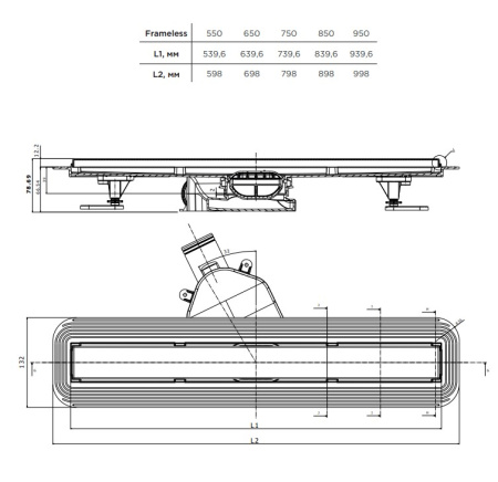 Фото душевой трап pestan frameless line 750 мм под плитку, хром
