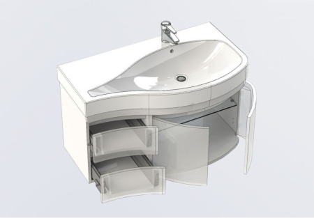 Фото тумба подвесная с раковиной aquanet сопрано 95 r белый (2 дверцы 2 ящика)