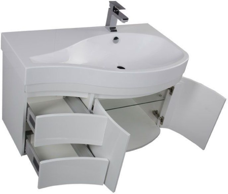 Фото тумба подвесная с раковиной aquanet сопрано 95 r белый (2 дверцы 2 ящика)