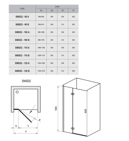 Фото дверь в нишу ravak smartline smsd2-90 a-l 0sl7aa00z1 90*190 см, стекло прозрачное/профиль хром