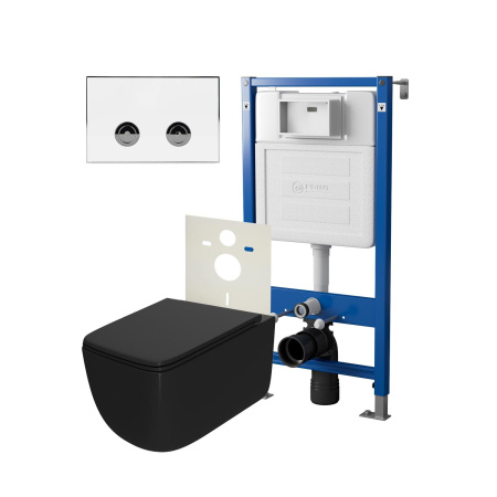 Фото сет:инсталляция пневм pointэлемент п pn45121+клавиша венера бел/хрpn44071wc+унитаз меркурий чёрн мат