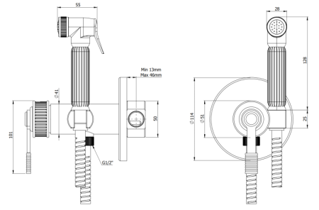 Фото гигиенический душ со смесителем remer atelier al65z, хром