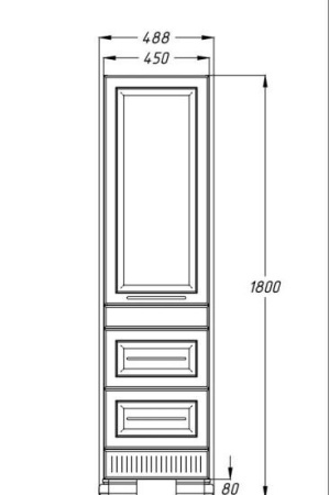 Фото пенал напольный opadiris оникс 45 см, белый глянец/серебро
