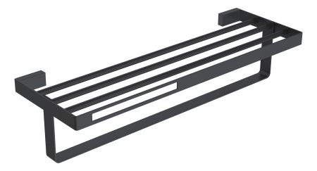 Фото полотенцедержатель с полкой boheme q 10947-b, черный матовый