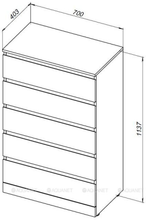 Фото комод aquanet сканди 70*40 см, дуб эдгрейн (5 ящиков)
