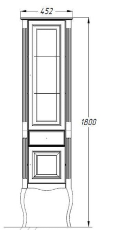 Фото пенал напольный opadiris лаура 45 см правый, белый матовый с бежевой патиной