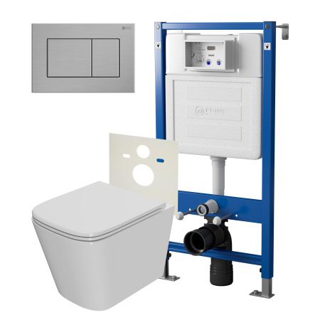 Фото сет: инсталляция point элемент pn45120+клавиша ника, нерж сталь брашир pn44081sb+унитаз ника pn41081