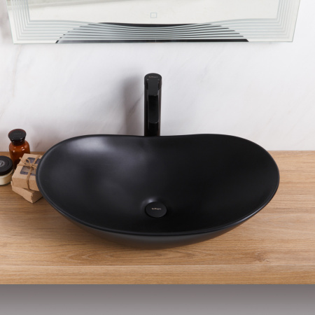 Фото раковина накладная belbagno bb1404-h301 60,5*36 см, черная матовая
