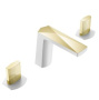Фото смеситель для раковины на 3 отверстия boheme venturo 150-wg-touch белый/золото, ручка touch
