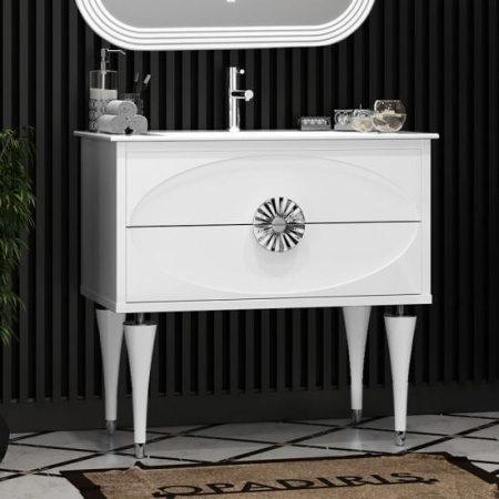 Фото тумба подвесная opadiris ибица 90 см, белая/хром