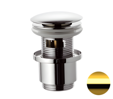 Фото донный клапан с переливом remer 905cc2114do, золото глянцевое