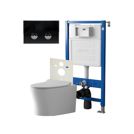 Фото сет: инсталляция пневм point элемент п pn45121 + клавиша венера черный/хром pn44071bc + унитаз вега