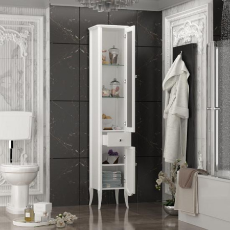 Фото пенал напольный opadiris брунелла правый, белый матовый