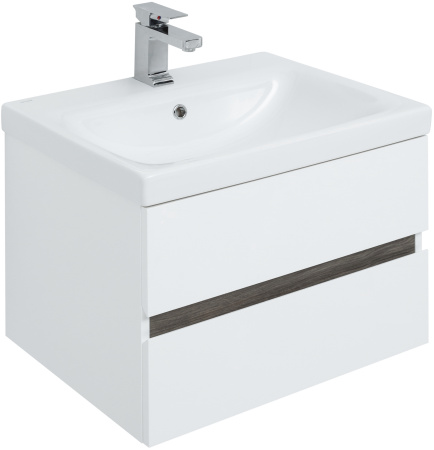 Фото комплект мебели aquanet беркли 60 белый/дуб рошелье (зеркало дуб рошелье)