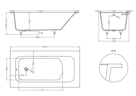 Фото ванна salini s-sense orlanda plus 102014grf 190*100 см, глянец покраска по ral полностью