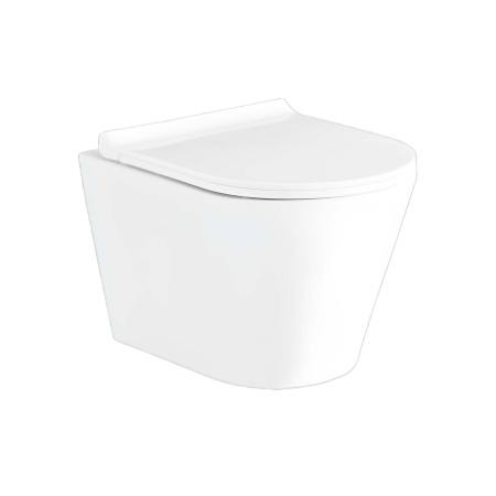 Фото унитаз подвесной безободковый aquatek альфа 520 x 370 x 330 мм, тонкое сиденье с механизмом плавного закрывания