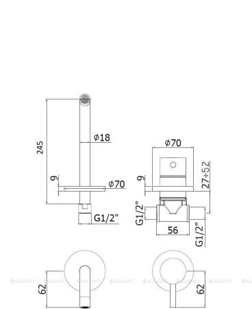 Фото смеситель для раковины paffoni light lig007cr70 встраиваемый в стену, хром