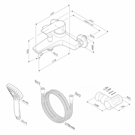 Фото смеситель для ванны и душа am.pm gem, хром Фото смеситель для ванны и душа am.pm gem, хром
