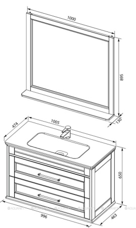 Фото комплект мебели aquanet бостон м 100 белый (ручки золото)
