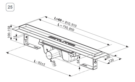 Фото душевой трап ravak runway x01750 75 см, решетка черная