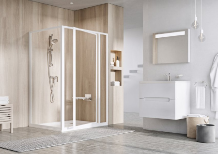 Фото неподвижная стенка ravak supernova pss-90 940701o2zg 90*195 см, профиль белый/стекло матовое