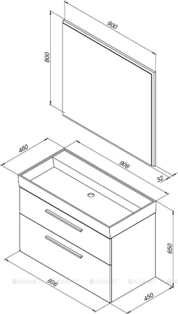 Фото комплект мебели aquanet nova 90 дуб рошелье (2 ящика)