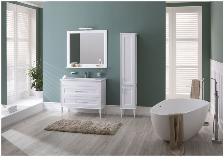 Фото пенал напольный aquanet бостон 36 l белый матовый (ручки золото)