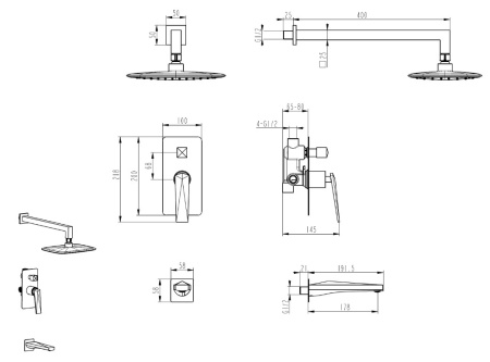 Фото душевая система с изливом boheme venturo 374-b-2, черный матовый/хром