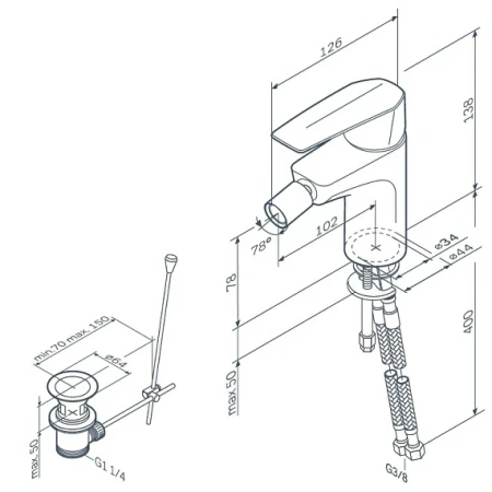 Фото смеситель для биде am.pm gem f90a83100 д/к, хром