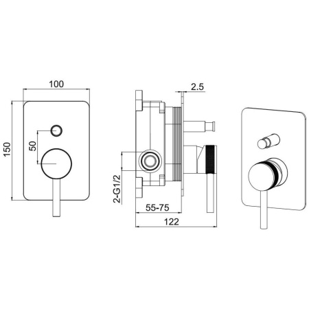 Фото встраиваемый смеситель для ванны и душа allen brau priority x2 5.31011-00, хром