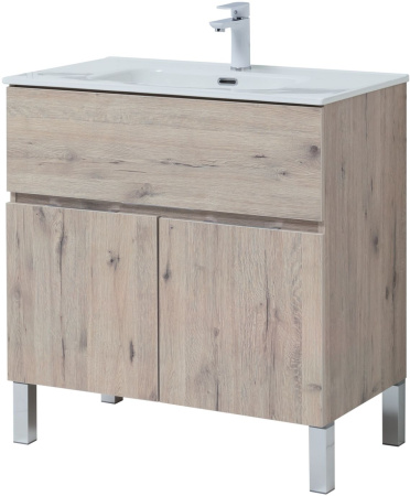 Фото комплект мебели aquanet алвита new 80 1 ящик, 2 дверцы, дуб веллингтон белый