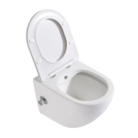 Фото унитаз подвесной безободковый с биде belbagno uno bb3105chr-bs/sc белый, сиденье микролифт