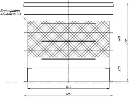 Фото тумба напольная с раковиной aquanet верона 100 белый, 3 ящика