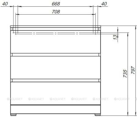 Фото комод aquanet сканди 80*48 см, дуб крафт (3 ящика)