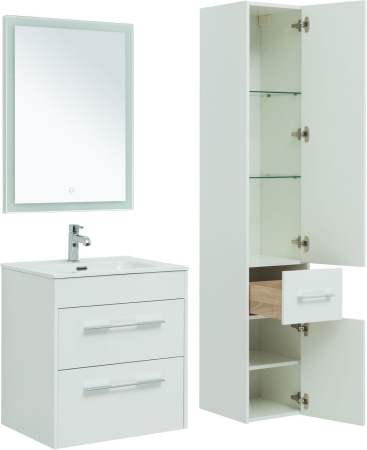 Фото комплект мебели aquanet августа 60 белый (ручка хром)