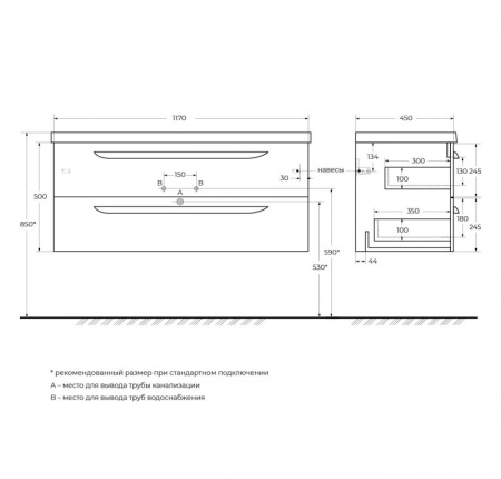 Фото тумба подвесная cezares eco-cer-1200-2c-so-gr-p