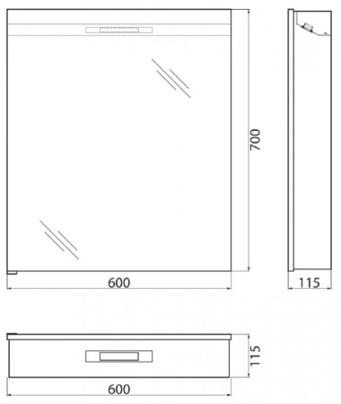 Фото зеркало-шкаф belbagno spc-1a-dl-bl-600 60*70 см