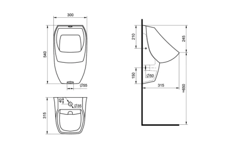 Фото писсуар santek гала подвод сверху, белый