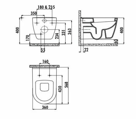 Фото унитаз подвесной creavit tp328.001z0, белый