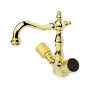 Фото смеситель для раковины высокий boheme royal crystal 292-royal/crst black, золото