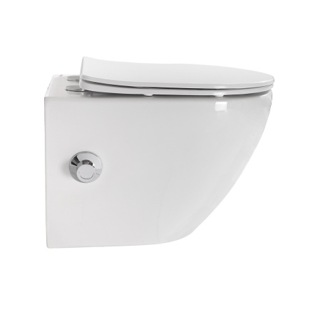 Фото унитаз подвесной безободковый с биде belbagno uno bb3105chr-bs/sc белый, сиденье микролифт