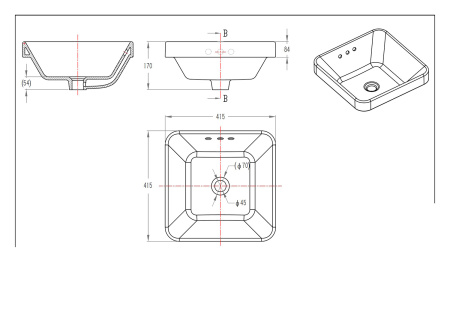 Фото раковина встраиваемая сверху bravat meissen c22327w-eng 41,5*41,5 см, белая  Фото раковина встраиваемая сверху bravat meissen c22327w-eng 41,5*41,5 см, белая