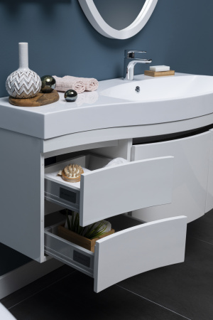 Фото тумба подвесная с раковиной aquanet опера 115 r белый (2 дверцы 2 ящика)