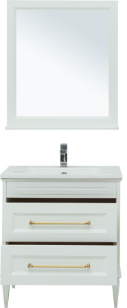 Фото комплект мебели aquanet бостон м 80 белый (ручки золото, раковина бостон)