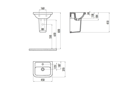 Фото раковина подвесная creavit key ky045-00cb00e-0000 45*36 см, белая