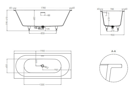 Фото ванна salini s-stone ornella axis kit 103522mrf 190*90 см, матовая покраска по ral полностью Фото ванна salini s-stone ornella axis kit 103522mrf 190*90 см, матовая покраска по ral полностью