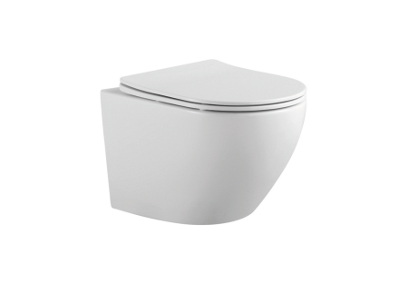 Фото унитаз подвесной безободковый aquatek европа aq1901-00 525*360*320 мм, горизонтальный выпуск, тонкое сиденье с механизмом плавного закрывания, крепеж