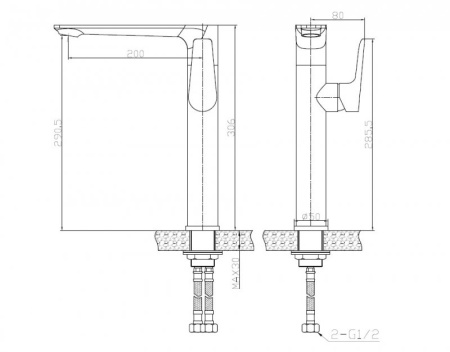 Фото смеситель для раковины belbagno ancona-lmc2-crm высокий, хром