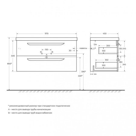 Фото тумба подвесная cezares eco-cer-1000-2c-so-spf-p