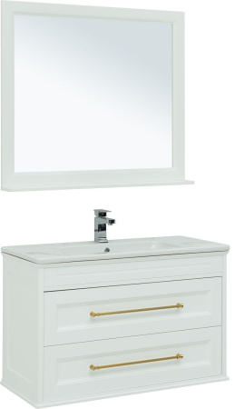 Фото комплект мебели aquanet бостон м 100 белый (ручки золото)